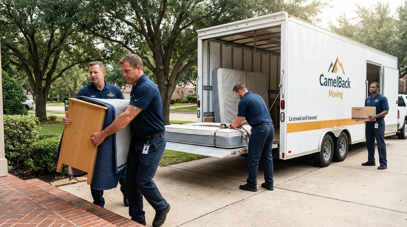 Crew loading residential truck for cross-state move from Allentown, PA