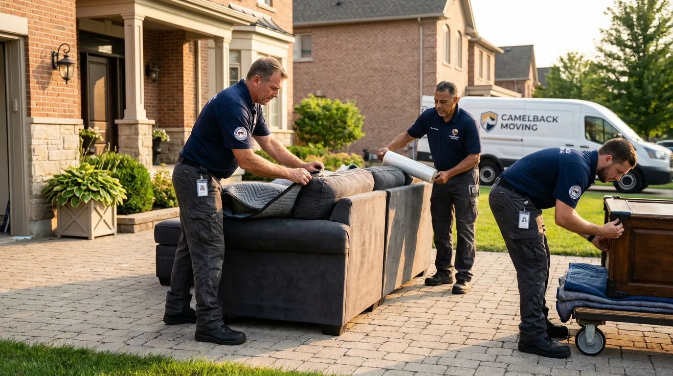 Large estate moving crew wrapping furniture in Allentown, PA