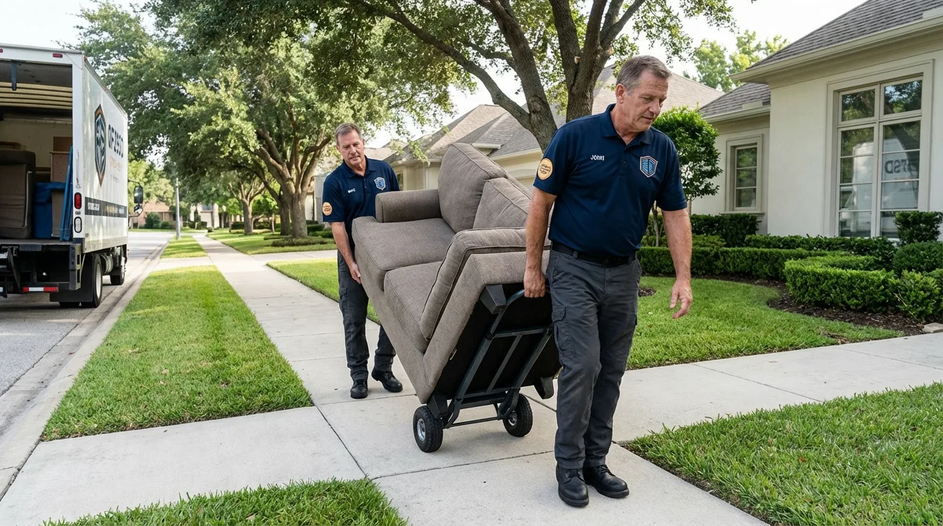Local residential moving crew loading furniture in Allentown, PA