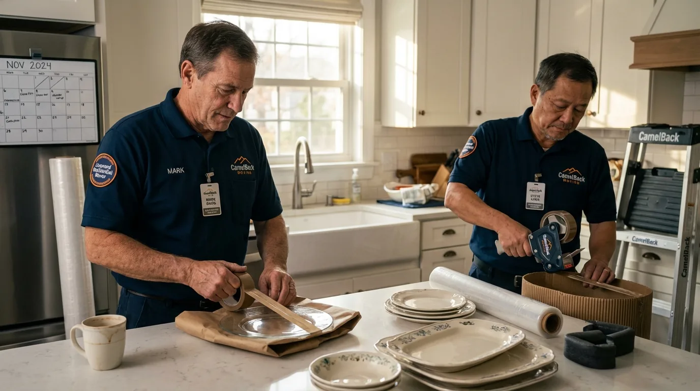 Professional crew packing kitchen dishware in Allentown, PA